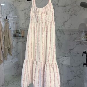 Floral Pink and White Maxi Dress